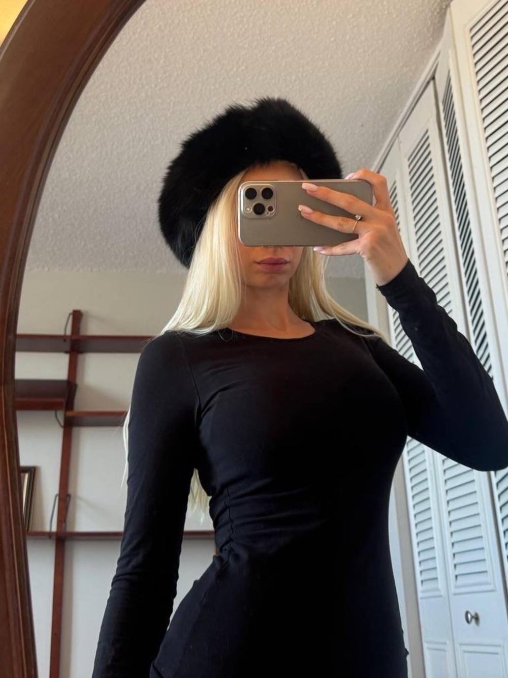 Black Real Fur Headband